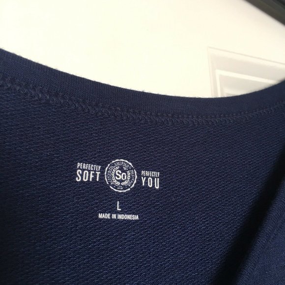 SO Womens Size Large Kohls Navy Stripe Knit Dress Jr Blue Stripe NEW NWT - Picture 2 of 6